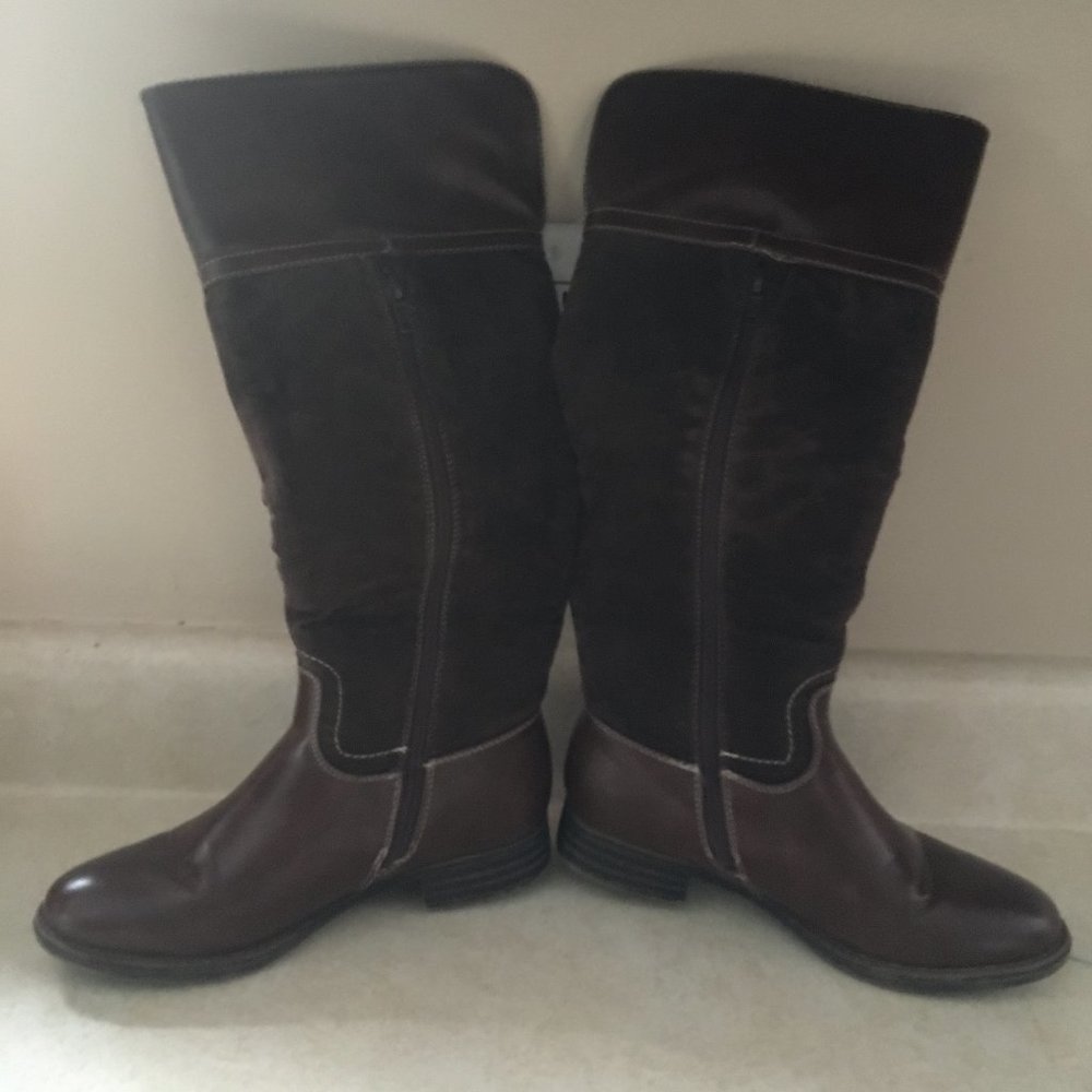 Maurices Tall Brown Boots Samantha Faux Suede Size 7M 1" Heel - Picture 4 of 15